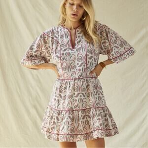 Anthropologie x Magali Pascal Lula Floral Tiered Dress Silk Blend Mini Sz XS